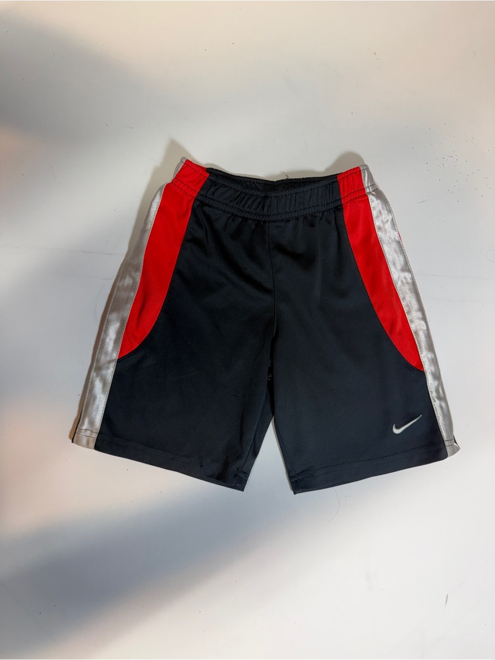Nike Black Shorts with Red Panels & Silver Trim